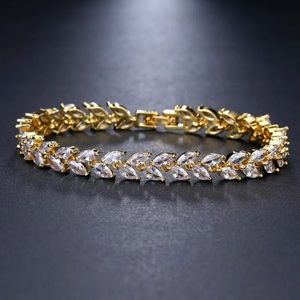 CZ Gold Leaf Chain Bracelet